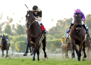 Flamboyant winning the 2016 San Gabriel Stakes (gr. II) at Santa Anita - © Benoit Photo